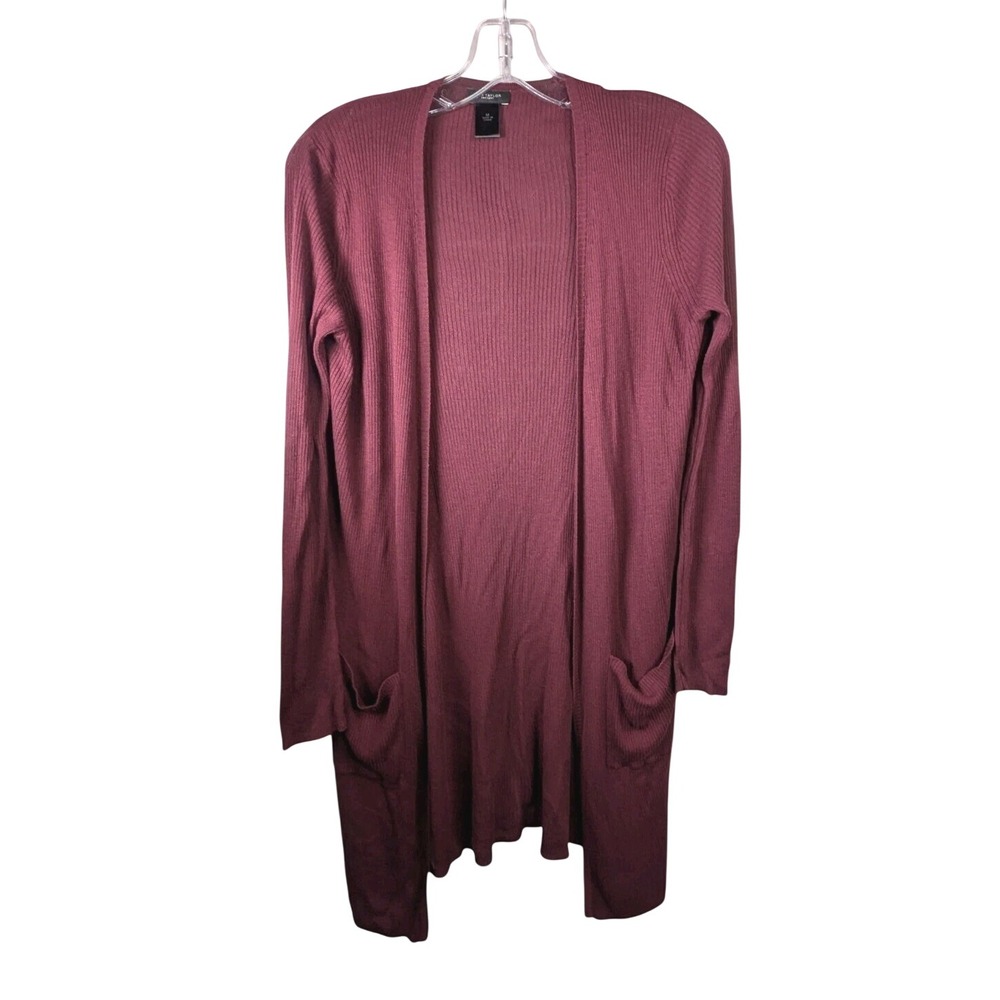 Ann Taylor Factory Womens Duster Medium Cardigan Burgundy Ultra Lightweight Fall